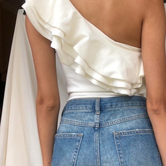 White Ruffle Bodysuit - Picture 2 of 5